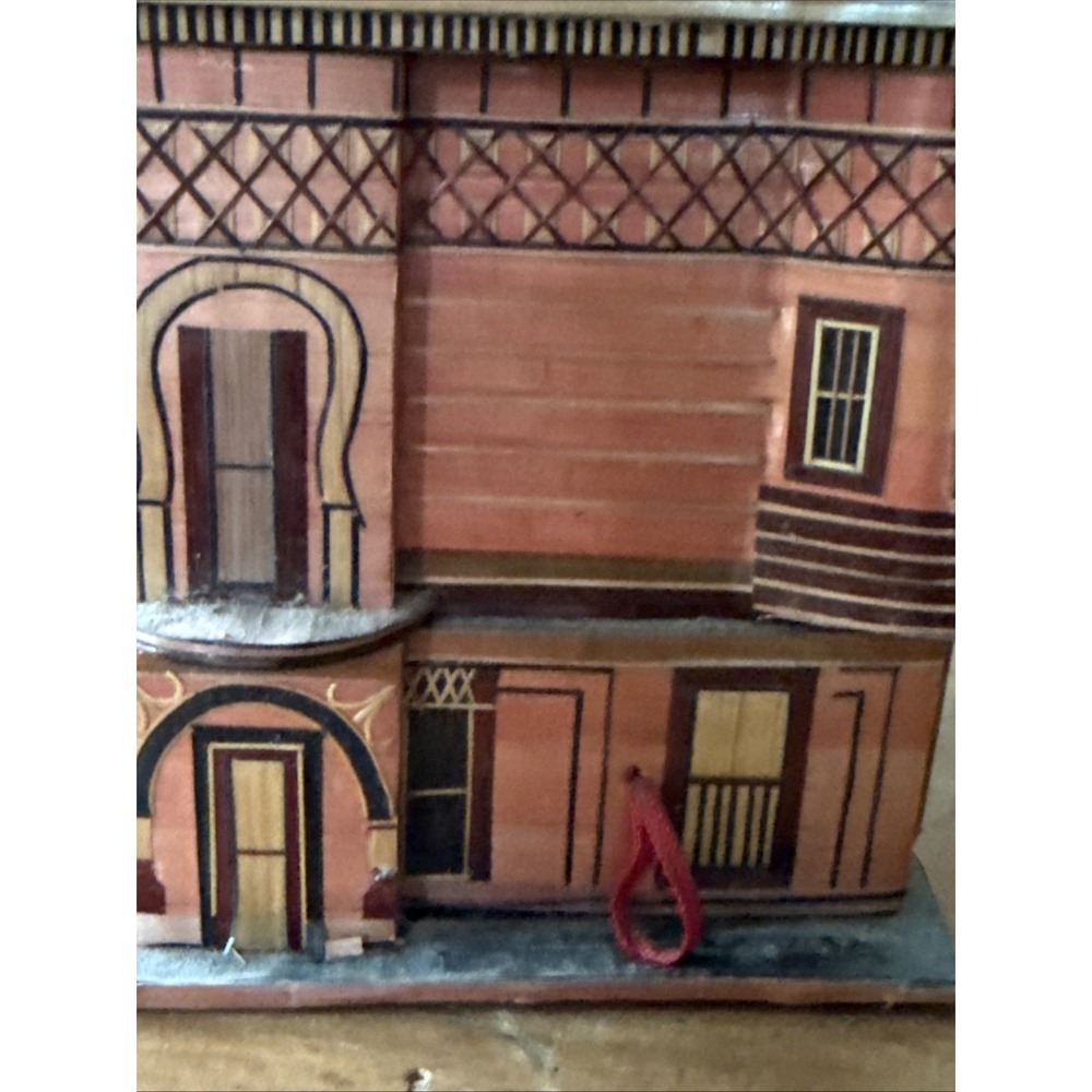 Vintage Chinese Balsa Wood‎ Straw House Trinket Box Philadelphia Meow Reo - Picture 6 of 14